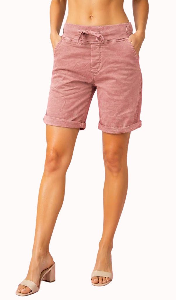 MELLY & CO Bermudas Baumwoll-Damen-Shorts im 5-Pocket-Style mit Tunnelzug & Stretch-Anteil Elastikbund mit Tunnelzug