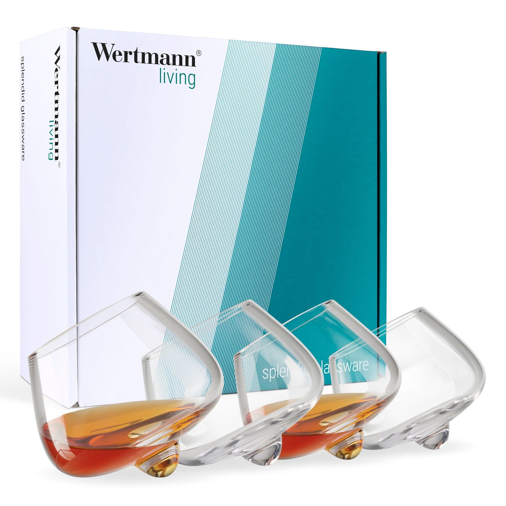 Wertmann Living Glas Wertmann-living 4er Set Gläser Cognac / Whisky - besondere Form mit perfekter Wirkung