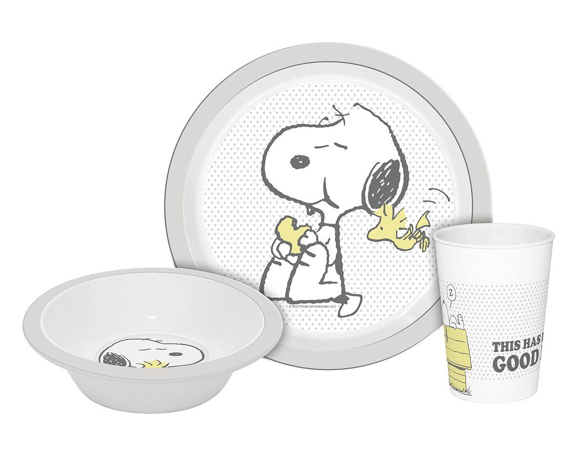 PP 3teilig GmbH Kindergeschirr-Set Cute Snoopy Personen, Geda Cuddly PP, Kindergeschirr 1 & Labels