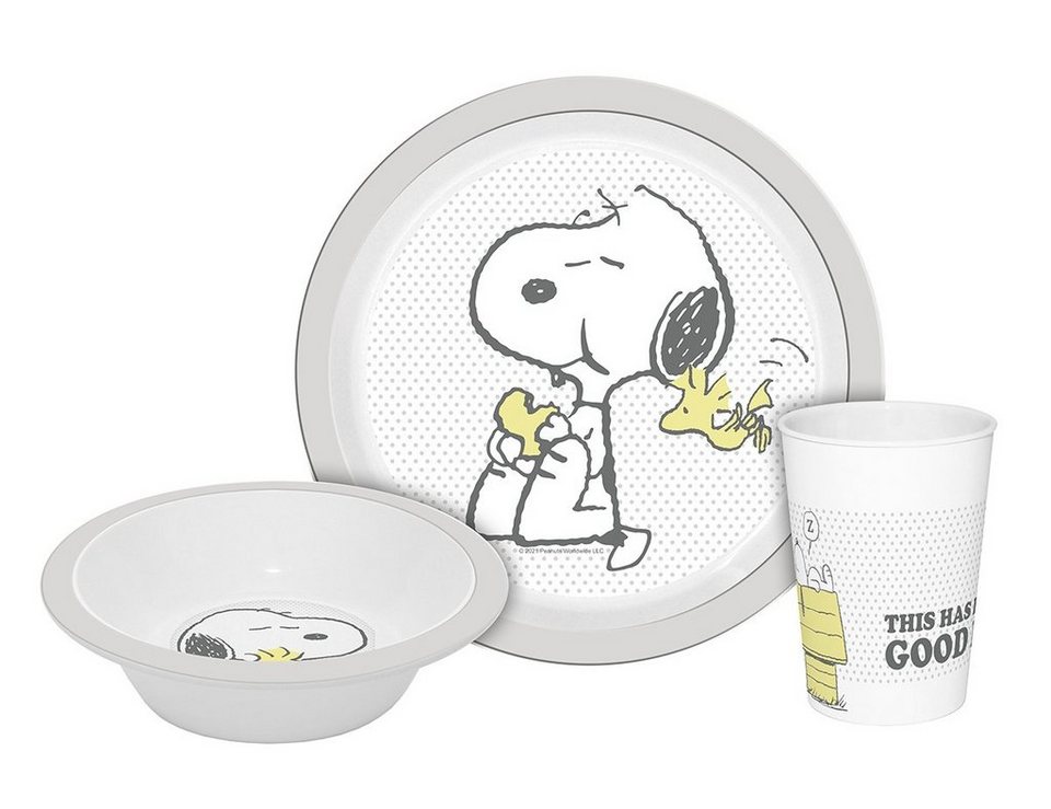 1 Snoopy Geda PP Cuddly GmbH 3teilig Cute PP, & Kindergeschirr-Set Labels Personen, Kindergeschirr