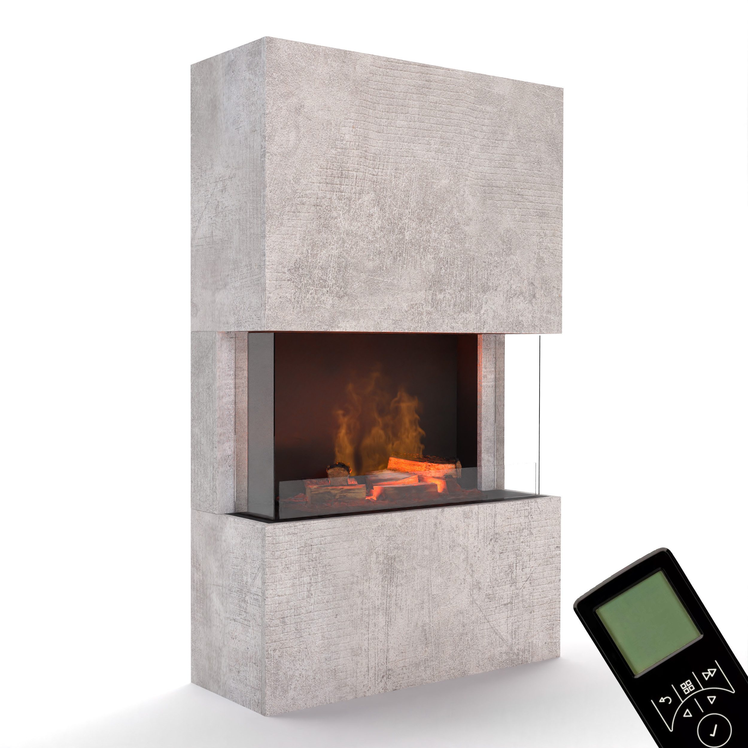 GLOW FIRE Elektrokamin Tucholsky 3 Sided Wasserdampf Kamin, Elektrischer Kamin, Wasserdampfkamin mit 3D Feuer und Knisterfunktion