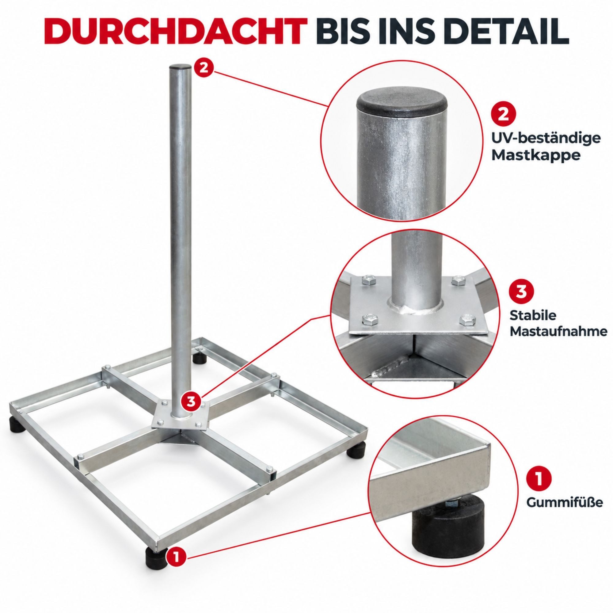 SkyRevolt SAT-Halterung Balkonständer Stahl 4x30x30 cm Ständer für Satellitenschüssel – Bild 5 von 5