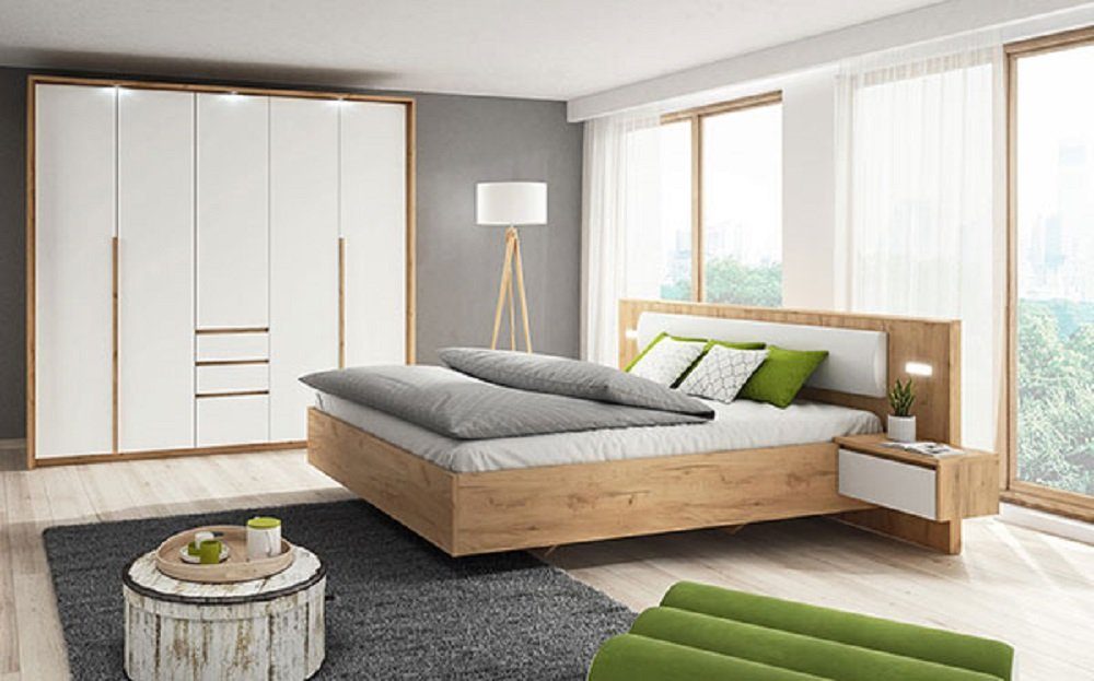 Feldmann-Wohnen Schlafzimmer-Set XELO, (Set, 1 Kleiderschrank + 1 Bett mit  Nachtkonsolen), Bett Liegefläche: 160 x 200 cm