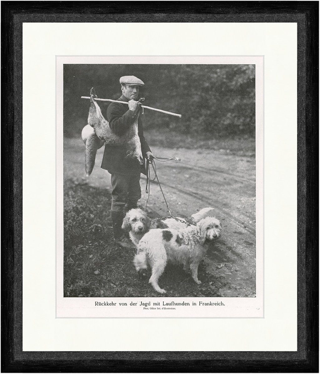 Kunstdruck Rückkehr von der Jagd mit Laufhunden in Frankreich Jäger F_Vintage 011, (1 St)