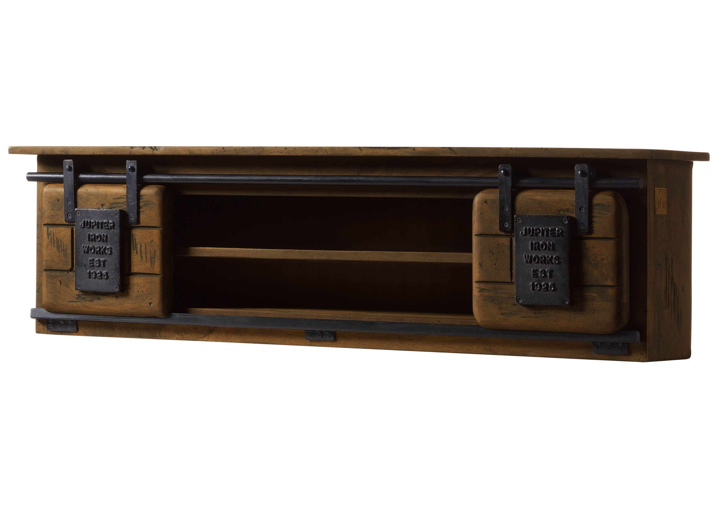 Massivmoebel24 Wandregal, Wandregal Mango 130x25x35 braun lackiert RAILWAY #457