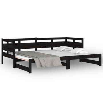 furnicato Bett Tagesbett Ausziehbar Schwarz Massivholz Kiefer 2x(80x200) cm