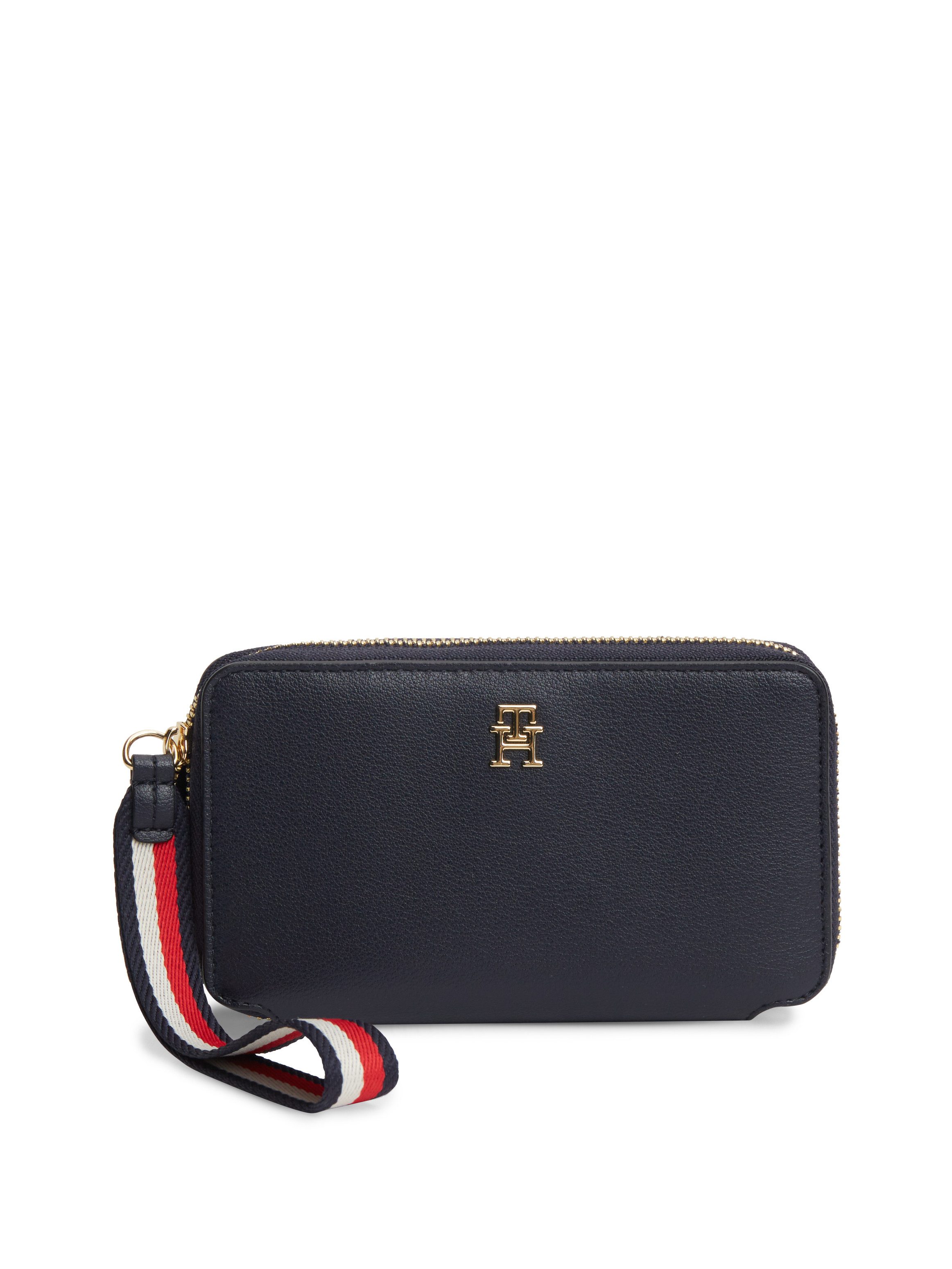 Tommy Hilfiger Geldbörse TH LOGOTAPE COMPACT ZIP AROUND, Unisex Portemonnaie, Geldbeutel mit edlem TH-Logoelement