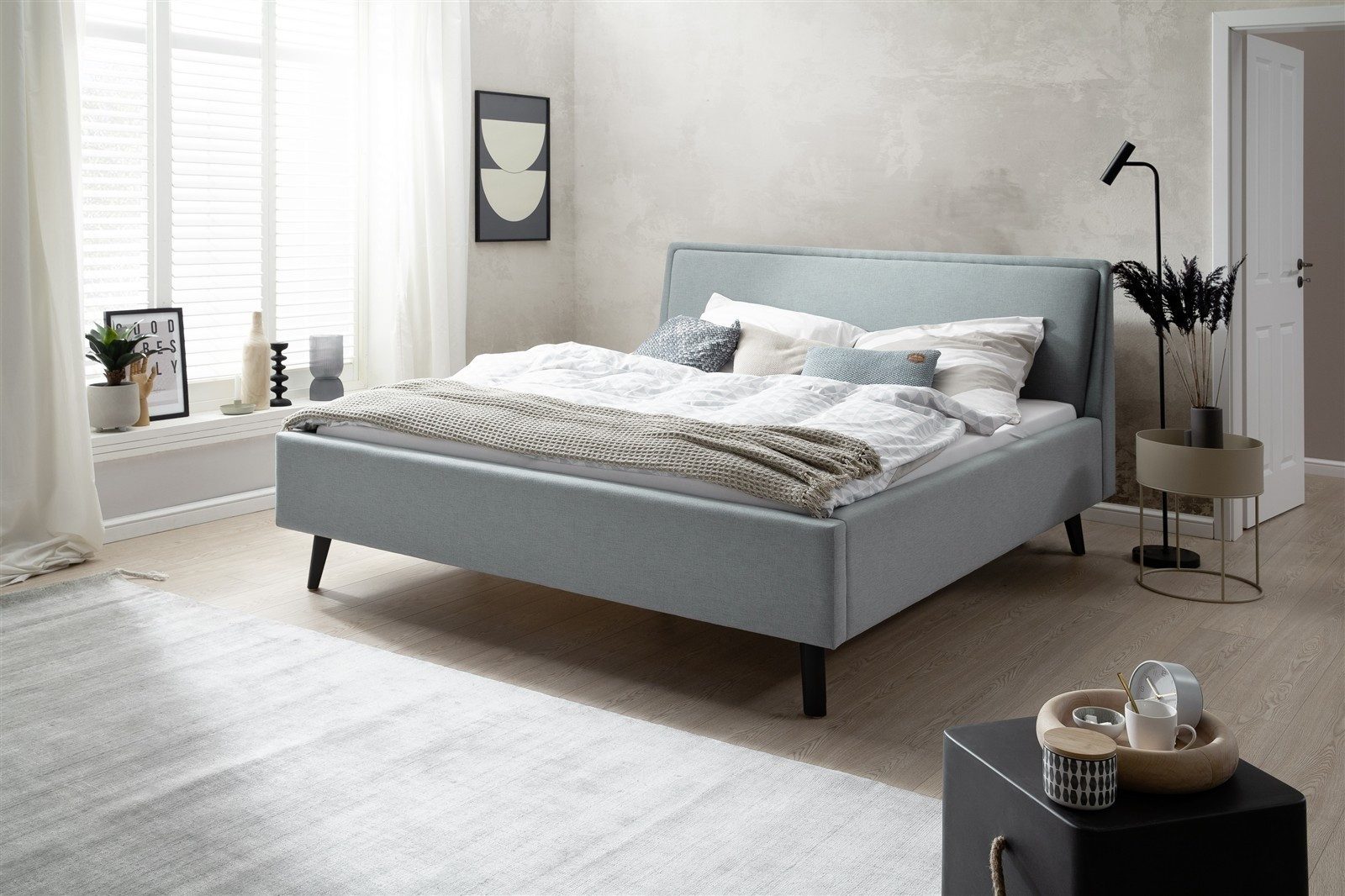 freiraum Polsterbett Frieda, Liegefläche 180x200cm, eisblau, Stellmaß: 196x105x224cm (BxHxT)
