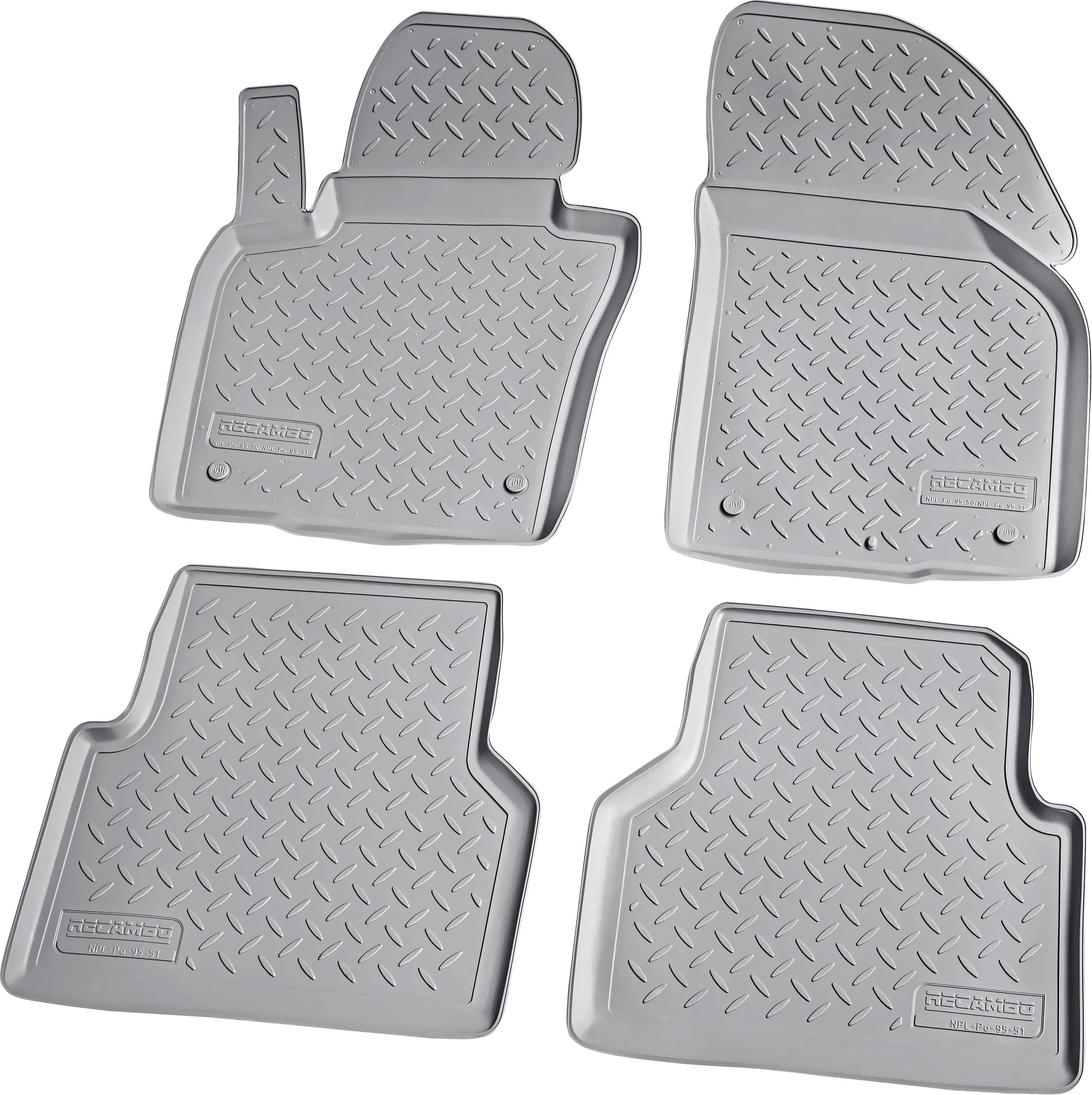 RECAMBO Passform-Fußmatten CustomComforts (4 St), für VW Tiguan, 5N 2007 -  2016, perfekte Passform, Hohe Gummiqualität (TPE Material) – längere  Lebensdauer der Automatten
