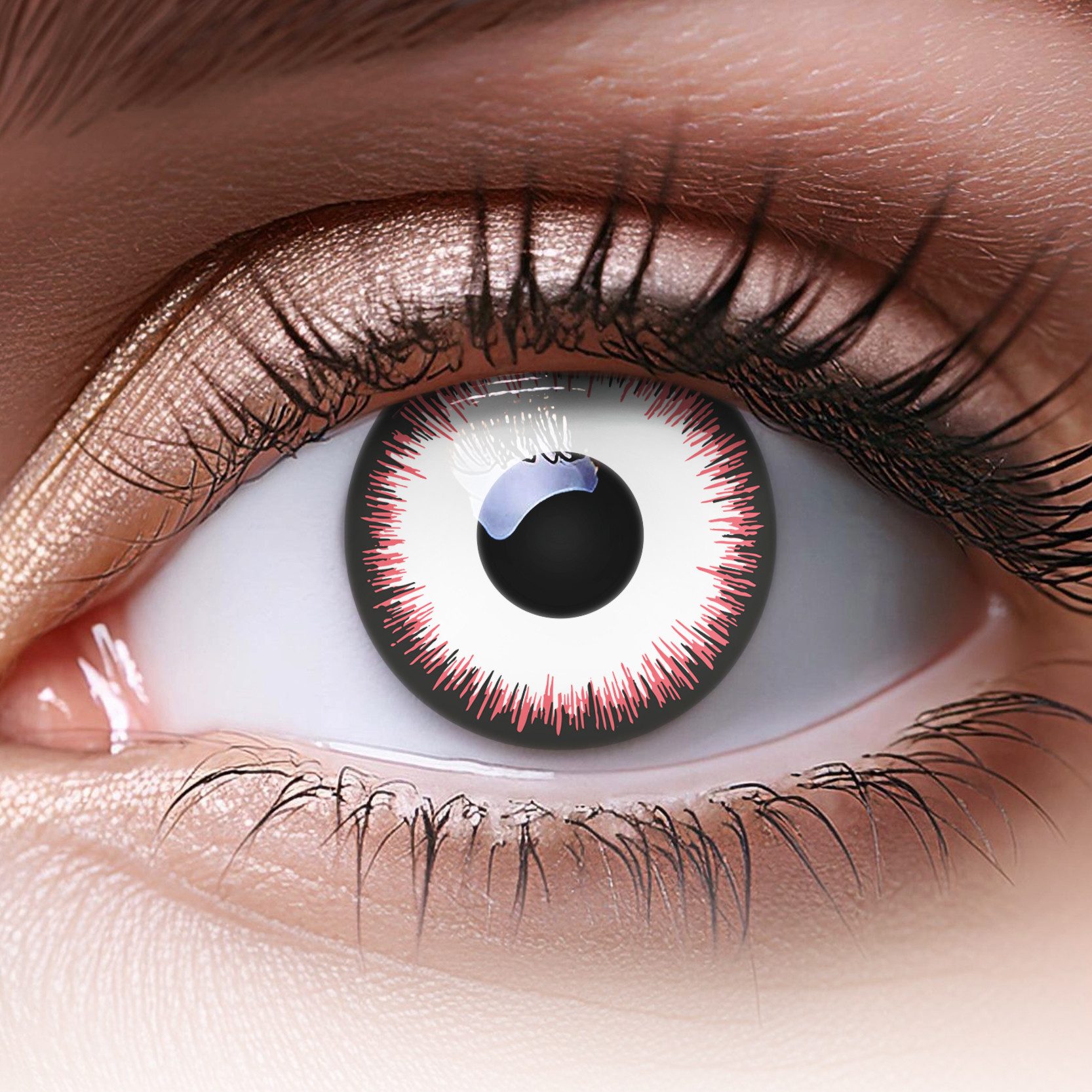 MeralenS Tageslinsen Farbige Lunatic Lunar Black Kontaktlinsen - Ohne Stärke für Cosplays