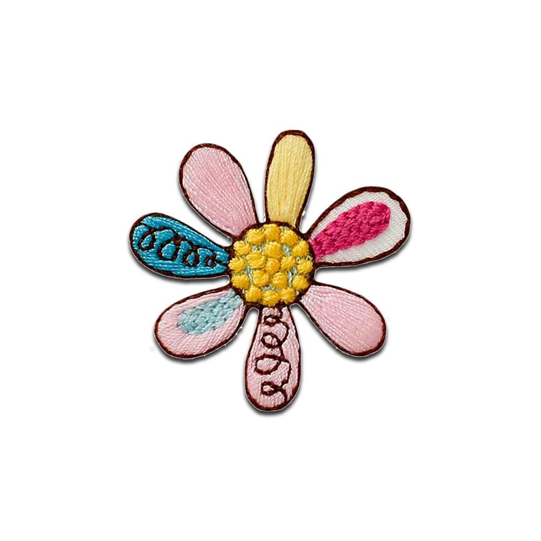 Mono-Quick Aufnäher Bügelbild, Aufbügler, Applikationen, Patches, Flicken, zum aufbügeln, PES, NY, Blume bunt - Größe: 3,6 x 3,4 cm