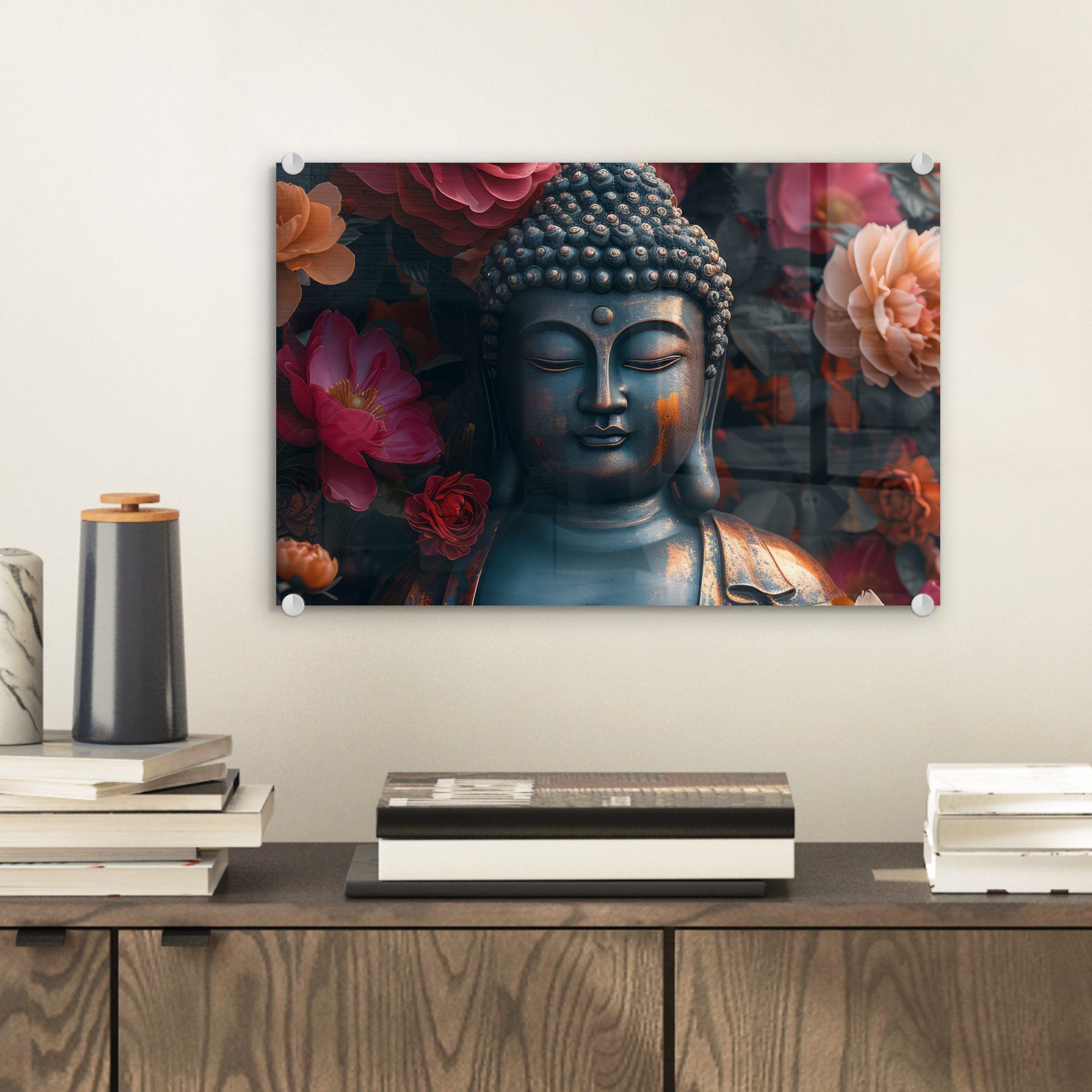 MuchoWow Acrylglasbild Buddha - Blumen - günstig online kaufen