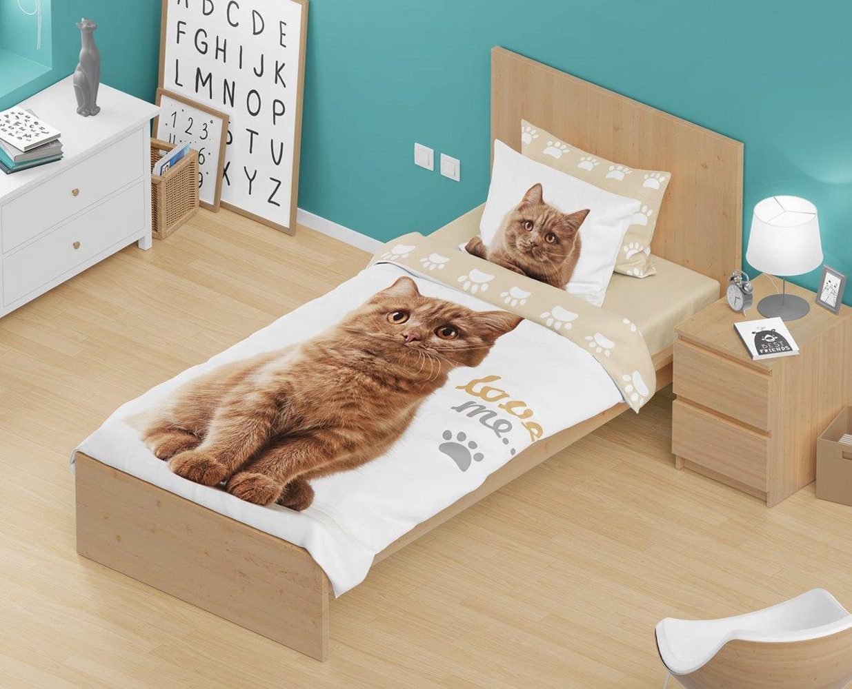 Bettwäsche Katze Love me Garnitur Baumwolle