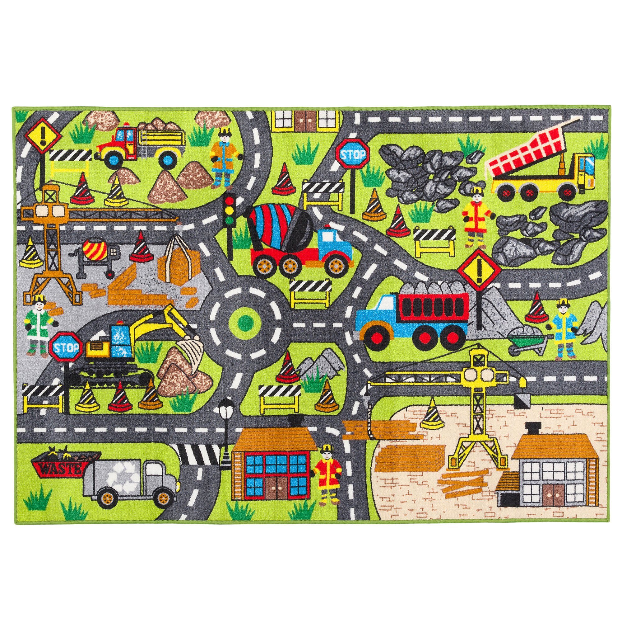 Kinderteppich Straßenteppich Beidseitig Baustelle Play City
