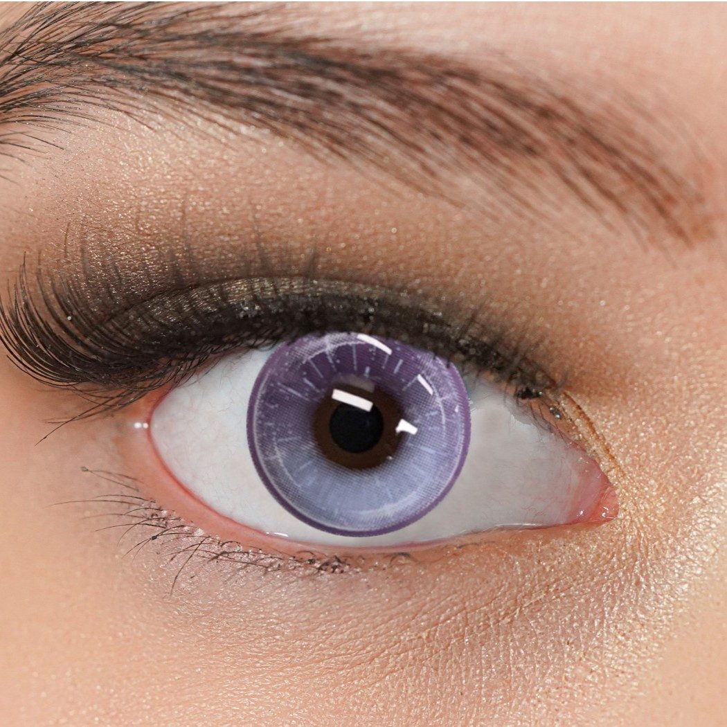 Charmiga Jahreslinsen Farbige Kontaktlinsen Lila Farblinsen ohne Stärke Sweet Violet, stark deckend, neu, crazy
