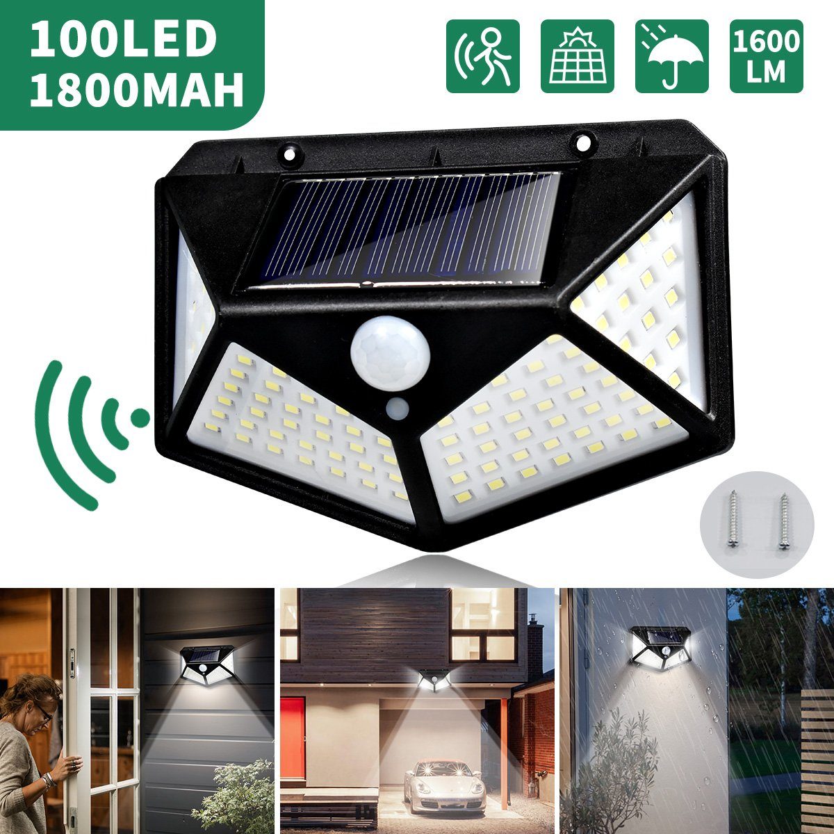7Magic LED Außen-Wandleuchte Solarleuchten, 270° Vierseitige Beleuchtung, 3  Modi, mit Bewegungssensor, Wasserdichte Wandleuchte, Straßenleuchte,  Garten- und Hofbeleuchtung