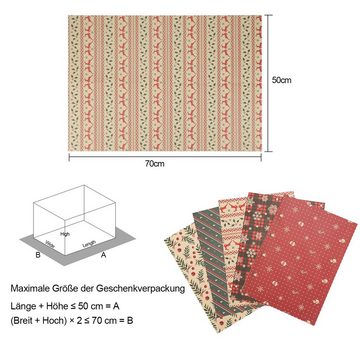 Clanmacy Geschenkpapier Geschenkpapier Weihnachtspapier 70 x 50 cm, 5 Verschiedene Muster 20X, (20St)