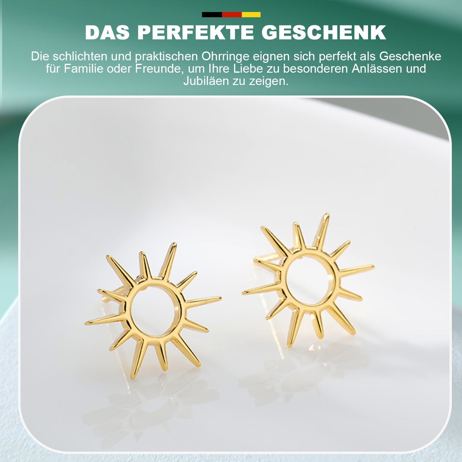 Silber S925 Paar Ohrstecker Sonnenblume Ohrringe Metall Gold MAGICSHE
