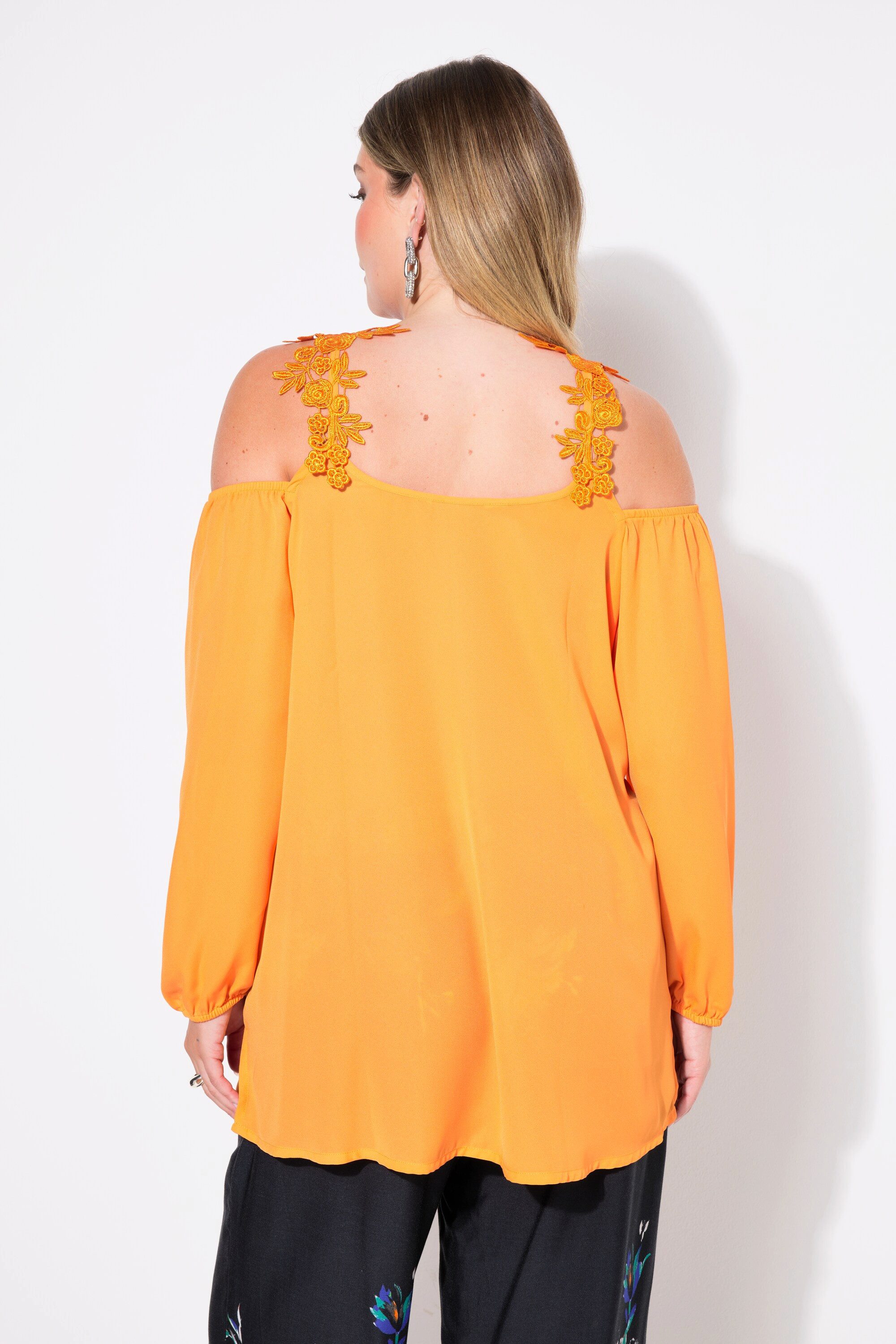 MIAMODA Longbluse Bluse Classic Fit Schulter CutOut mit Spitze