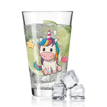 GRAVURZEILE Glas Wasserglas mit UV-Druck - im Einhorn Design, Glas, Niedliches Geschenk für Mädchen