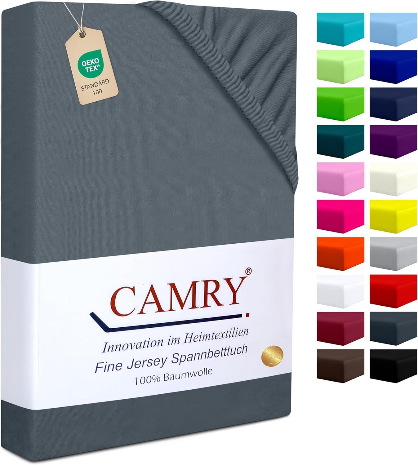 Camry Spannbettlaken CLASSIC Jersey 100% Baumwolle Spannbetttuch atmungsaktiv Gummizug, Jersey Baumwolle, Gummizug: rundum, 100% Baumwolle, alle Matratzenhöhen, atmungsaktiv, pflegeleicht