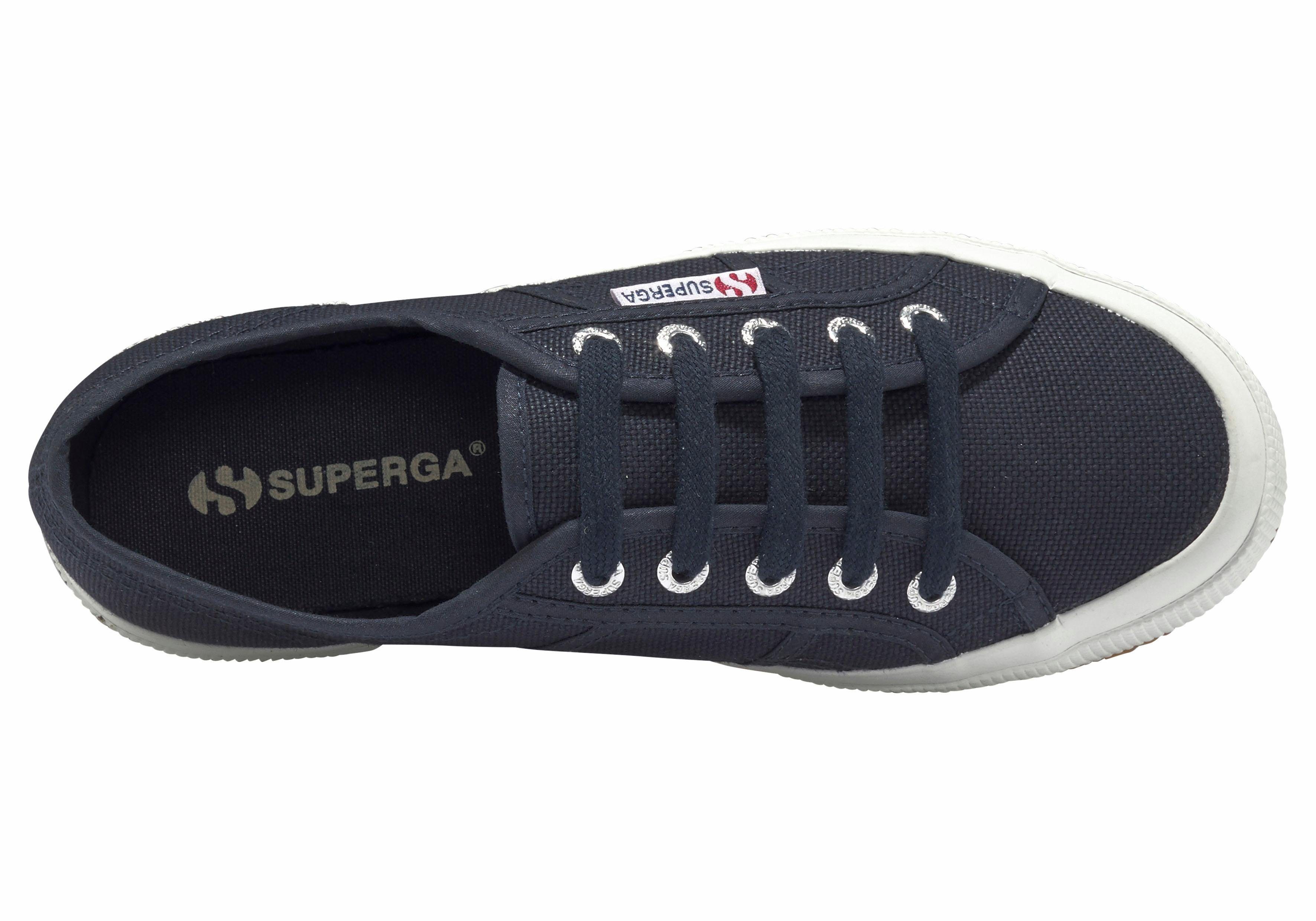 klassischem Sneaker Superga Canvas-Obermaterial navy-white mit Classic Cotu