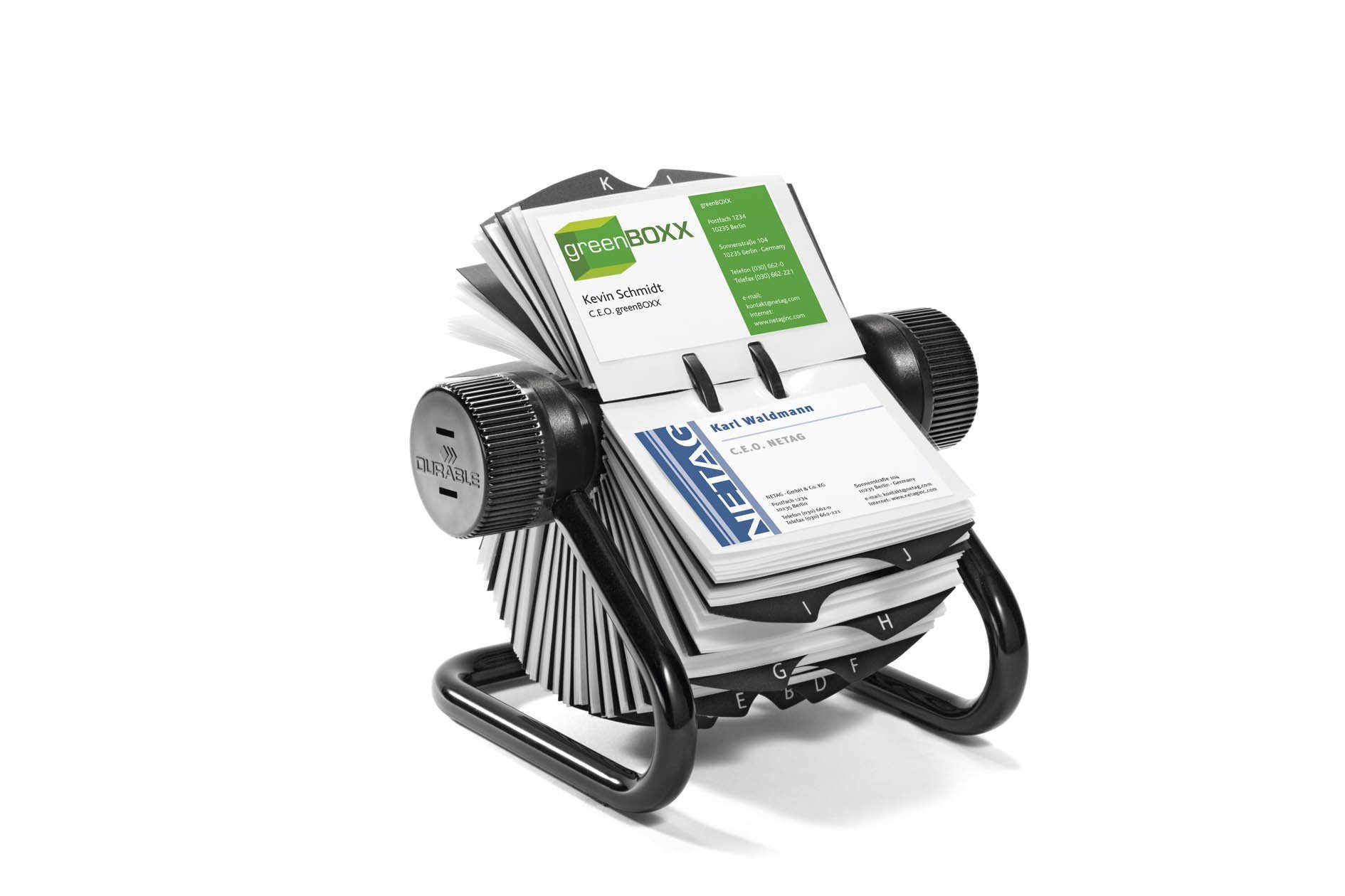 DURABLE Klemmtafel Durable Visifix Rollkartei, für 400 Visitenkarten, Register A-Z, schwa, Durable 248101 Visifix Rollkartei, für 400 Visitenkarten, Register A-Z