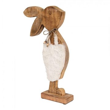 Clayre & Eef Osterhase Oster Hase Holz Fell Weiß 42 cm, Groß