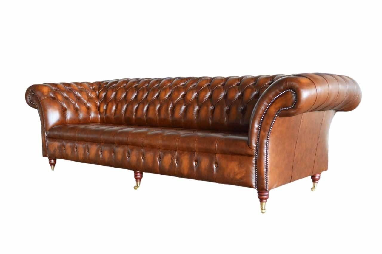 Design Luxus Europe in Sofa Couch Chesterfield Neu Made 4 Sofa Sitzer Polster Sofa Braun, JVmoebel