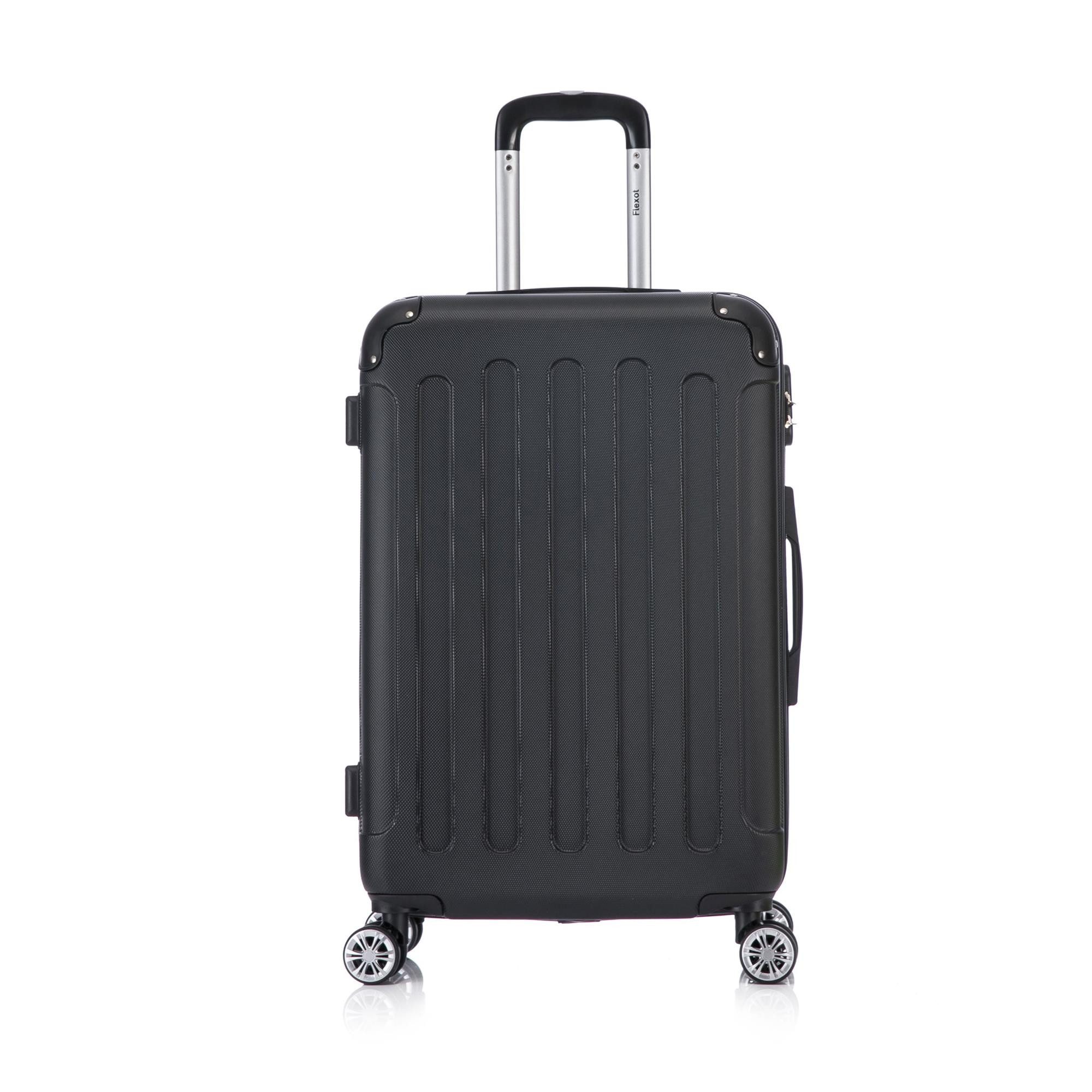 Flexot Hartschalen-Trolley F-2045 Kofferset, 360° Rollen, robuster Reisekoffer, Bordcase, 4 Rollen, Robuster und moderner Koffer mit vier 360° Rollen und Zahlenschloss