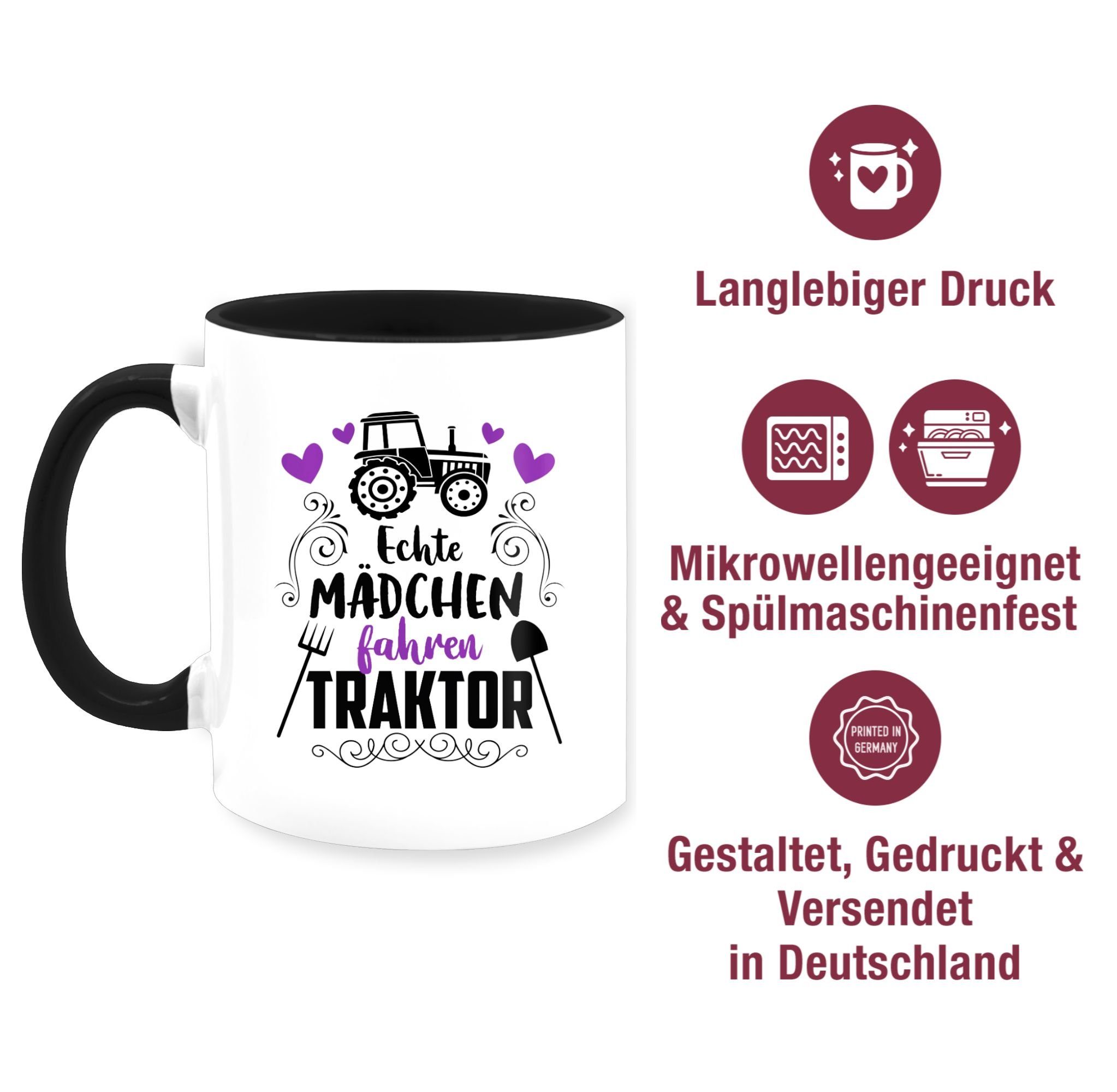 Hobby Traktor Kaffeetasse 1 Schwarz fahren Shirtracer Echte schwarz, Tasse Geschenk Keramik, Mädchen -