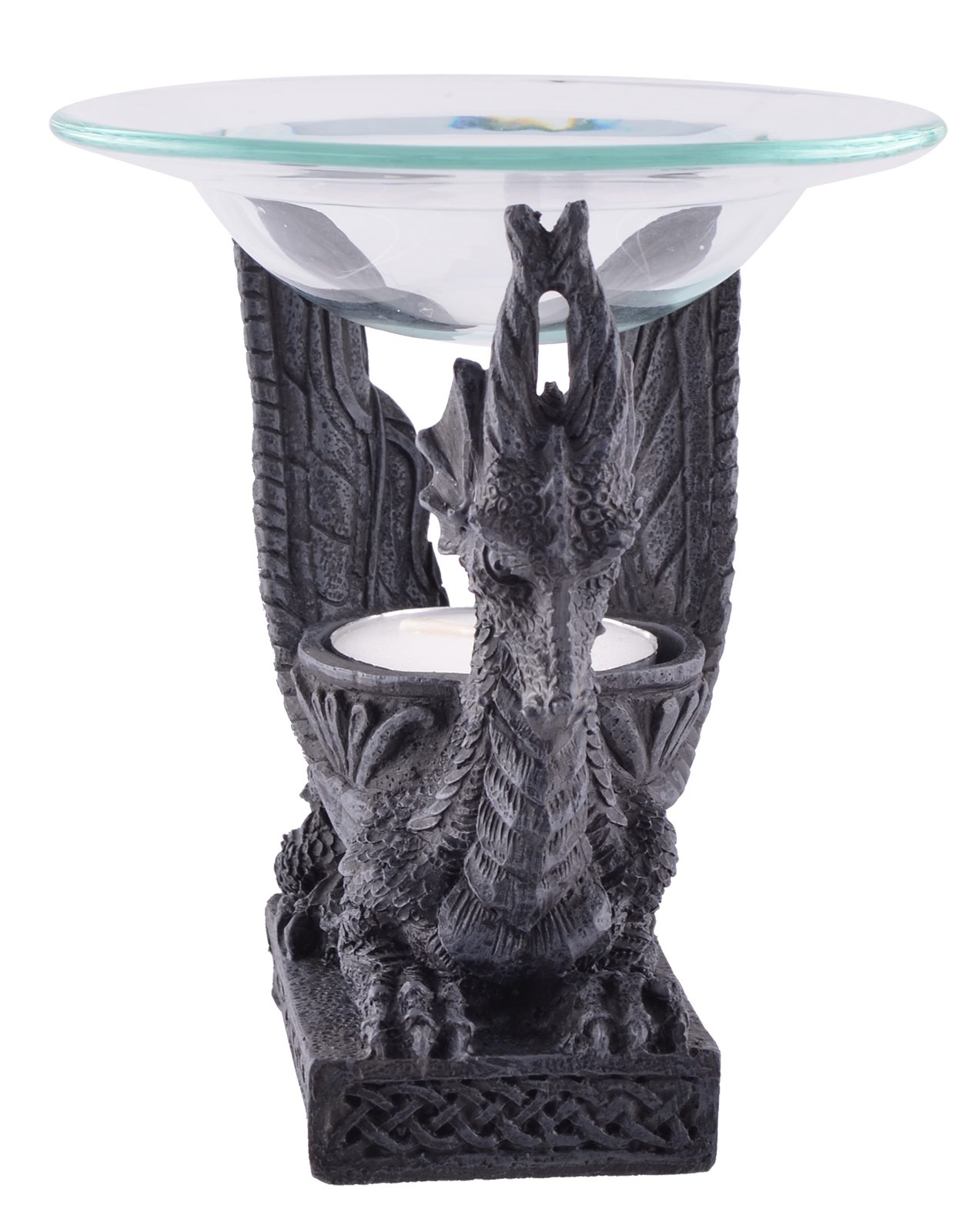 Vogler direct LxBxH und Drache - (herausnehmbar), Kunststein, 6x5x12cm von Glasschale coloriert, Duftlampe mit Kerze ca. Gmbh Mystische Hand Duftlampe