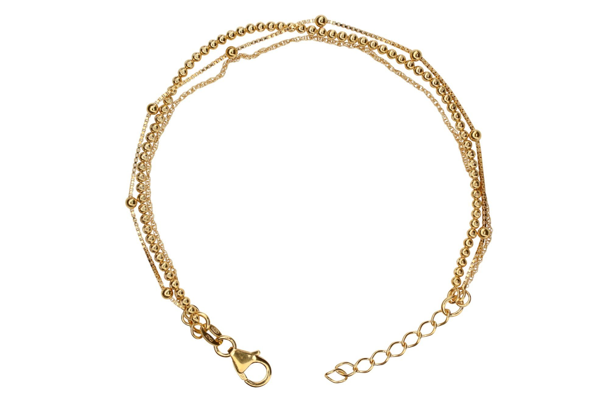 SILBERMOOS Silberarmband Vergoldetes Multifili-Armband mit Kugel-Geflechten, 925 Sterling Silber