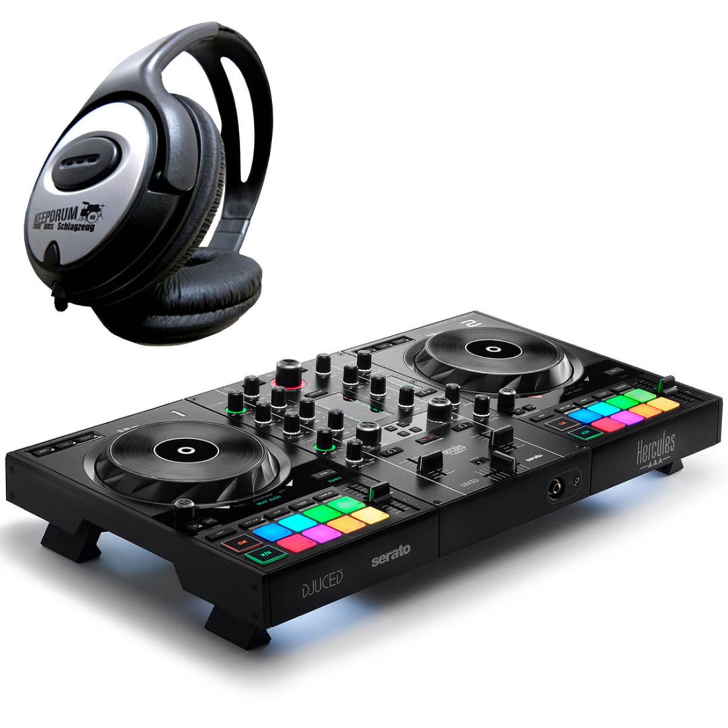 HERCULES DJ Controller Hercules DJ Control Inpulse 500 mit Kopfhörer, Vorteils-Set mit Kopfhörer