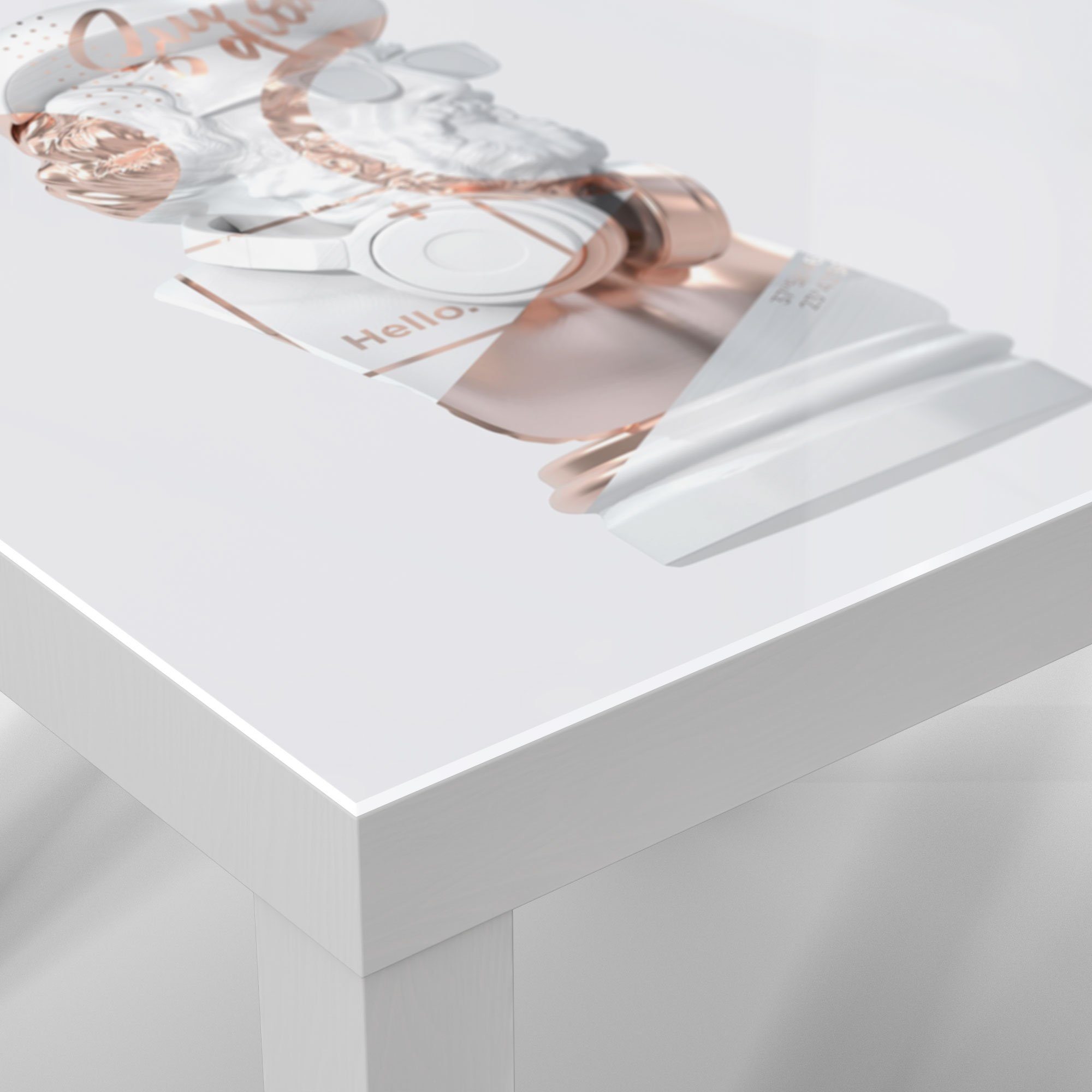'Antike modern Couchtisch DEQORI Büste aufgepeppt', Glastisch Weiß Beistelltisch Glas