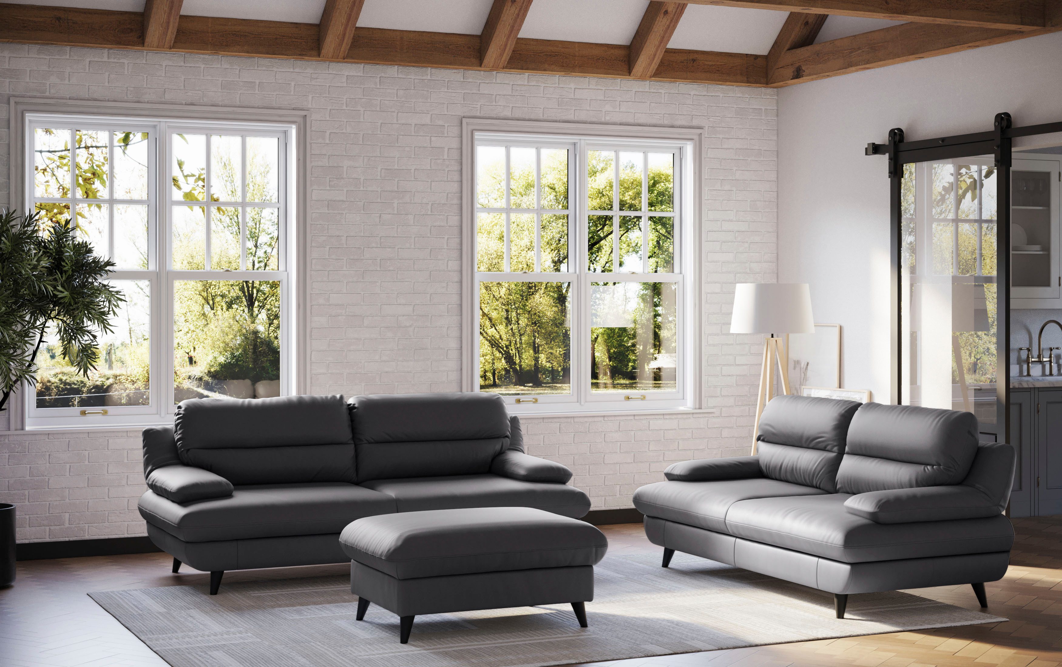 COTTA 2,5-Sitzer Pike, B: 198 cm, mit Metallfüße, wahlweise auch in Echtleder