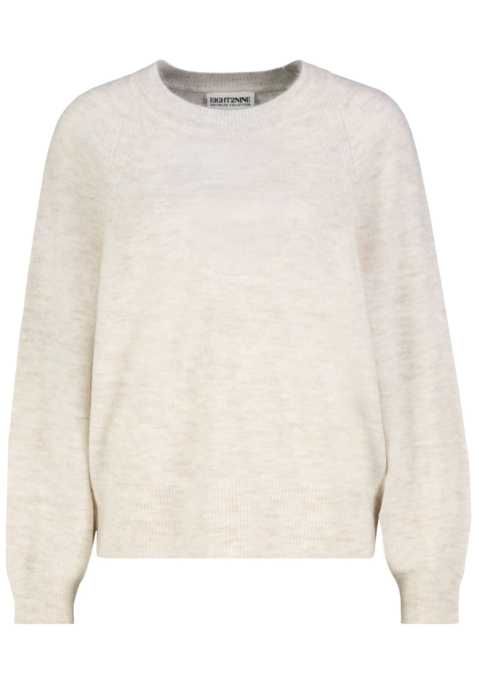Eight2Nine Strickpullover Raglanschnitt Gerippte Abschlüsse für Damen (1-tlg) Recyceltes Material, Nachhaltig, Feine Strickoberfläche