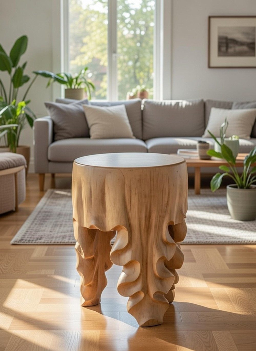 JVmoebel Beistelltisch Eleganter Holz-Tisch in Naturfarbe für stilvolle Akzente