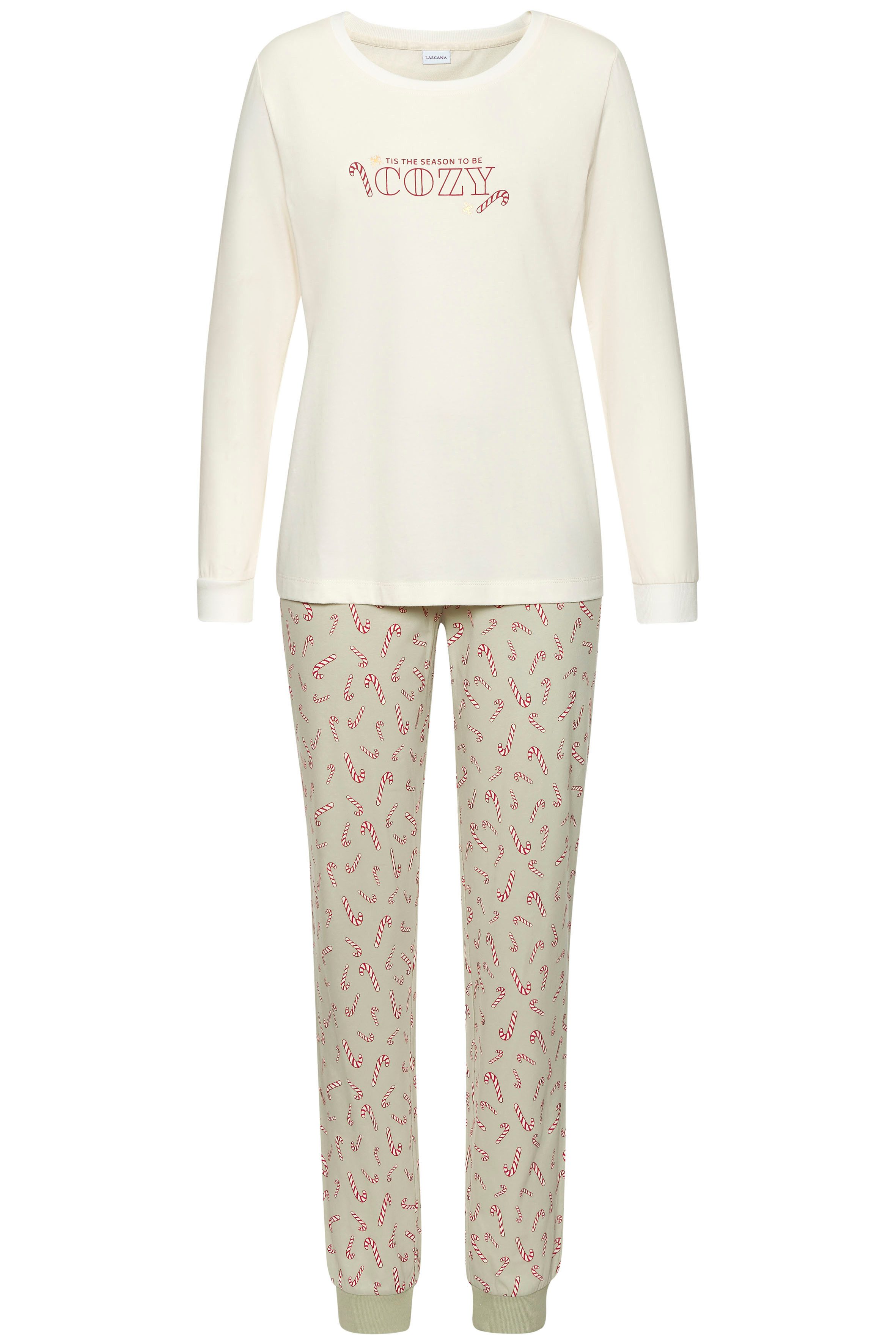 LASCANA Pyjama (Set, 2 tlg) Mit Weihnachtlichem Muster günstig online kaufen
