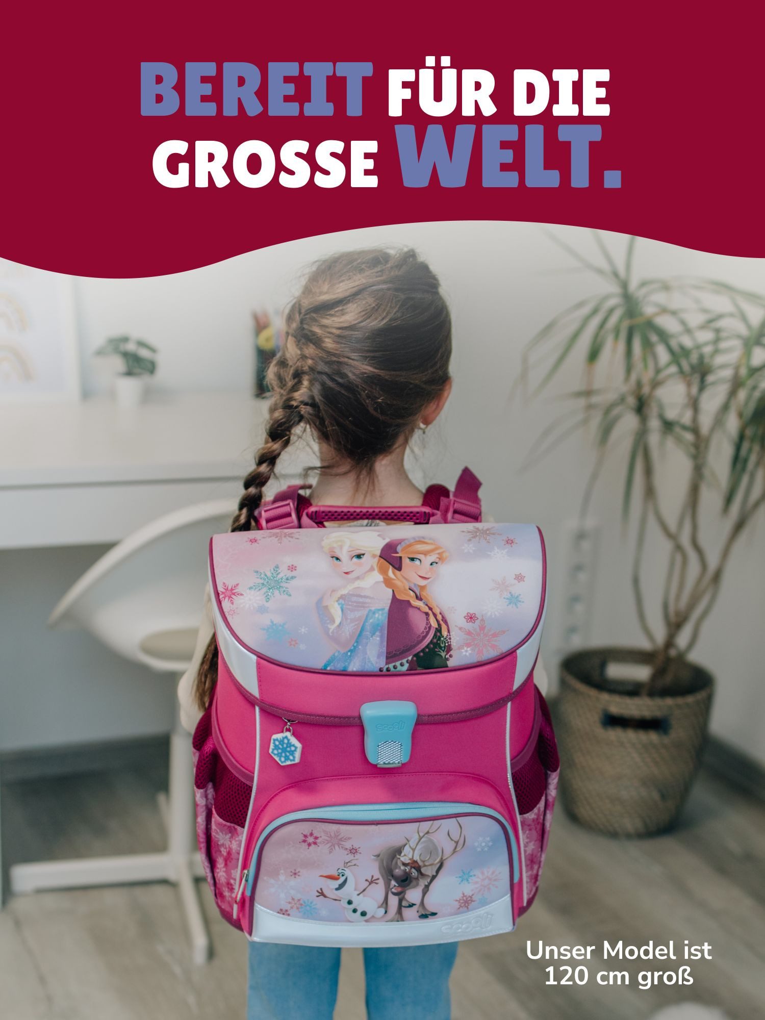 Scooli Schulranzen Campus Fit Frozen, Eiskönigin Rosa, Schultasche ab der 1. Klasse (Grund-Set, 5-tlg., mit gefüllter Federmappe, Turn- & Geldbeutel), leicht, kompakt, robust