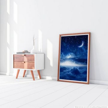 Sinus Art Poster Fotocollage 60x90cm Poster Sternenhimmel mit Mondsichel und Sternen