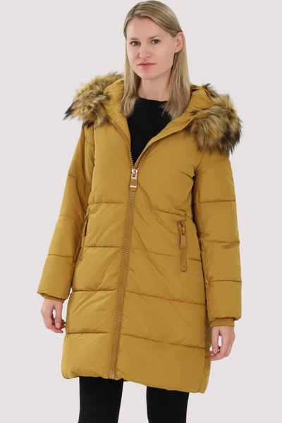 malito more than fashion Steppjacke AY132 gefütterte Winterjacke mit Kunstfell Kapuze