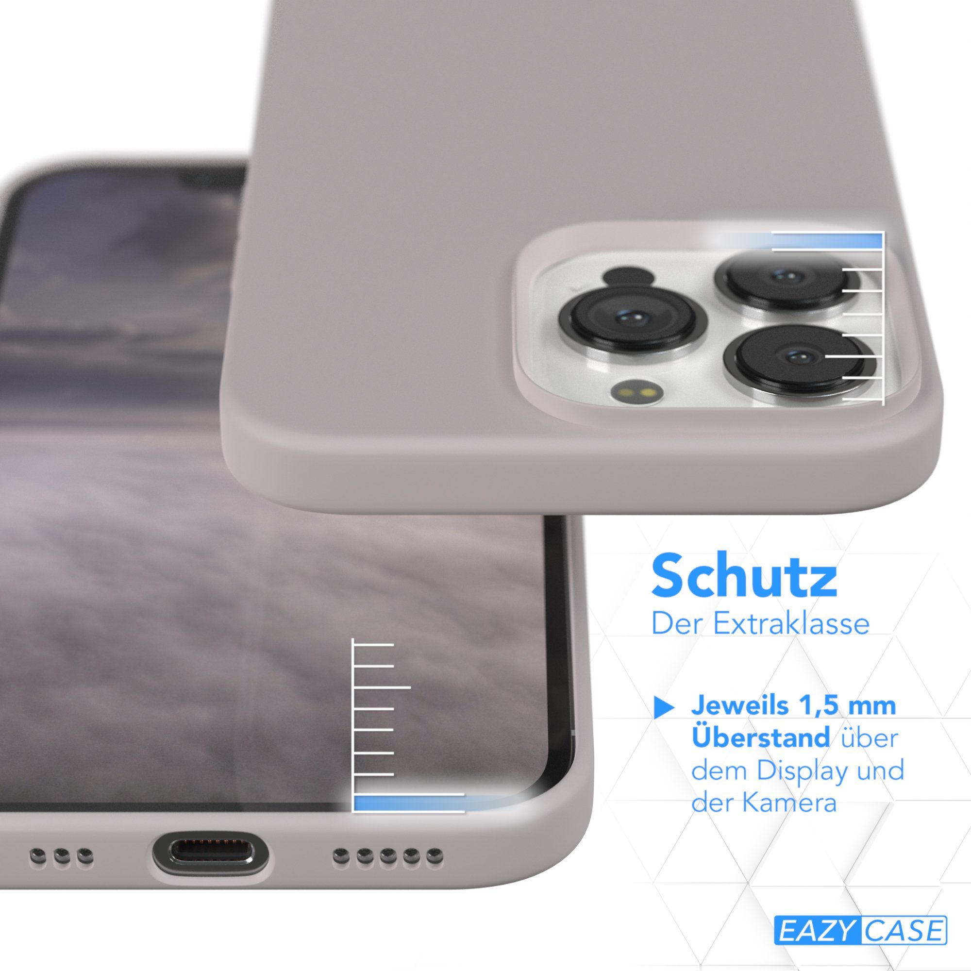 EAZY CASE Handyhülle Premium Silikon Case für Apple iPhone 13 Pro 6,1 Zoll, Hülle Bumper Case Slimcover mit Displayschutz Silikonhülle Altrosa