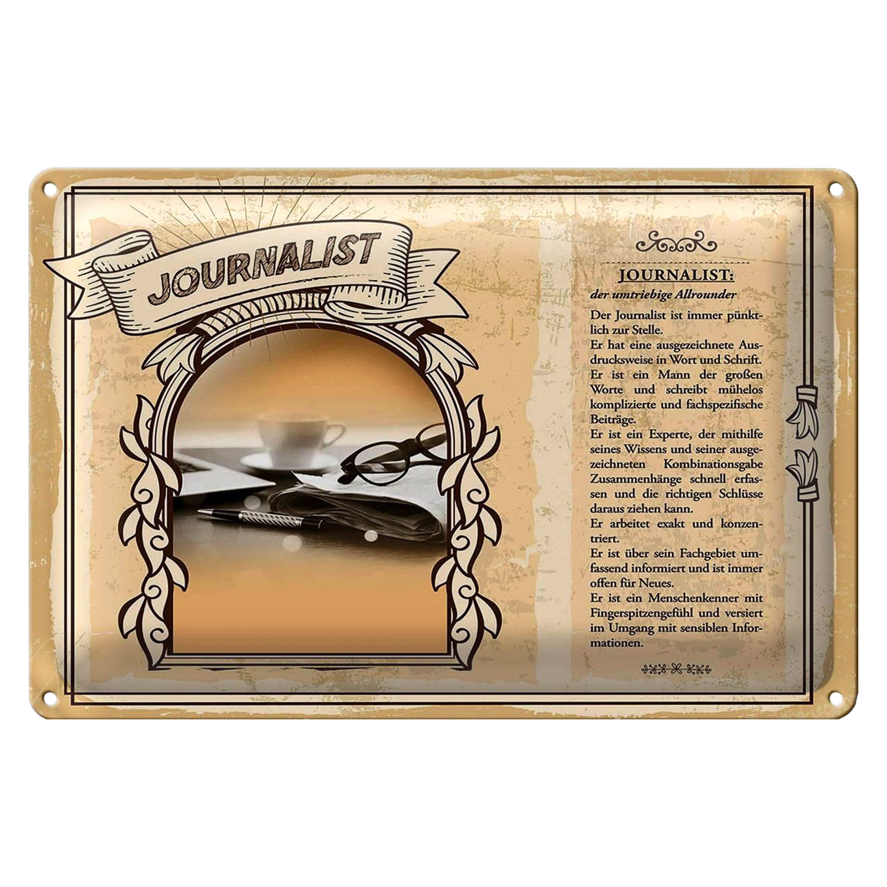 Roomando Metallschild Berufe 40x30cm Journalist Informationen exakt