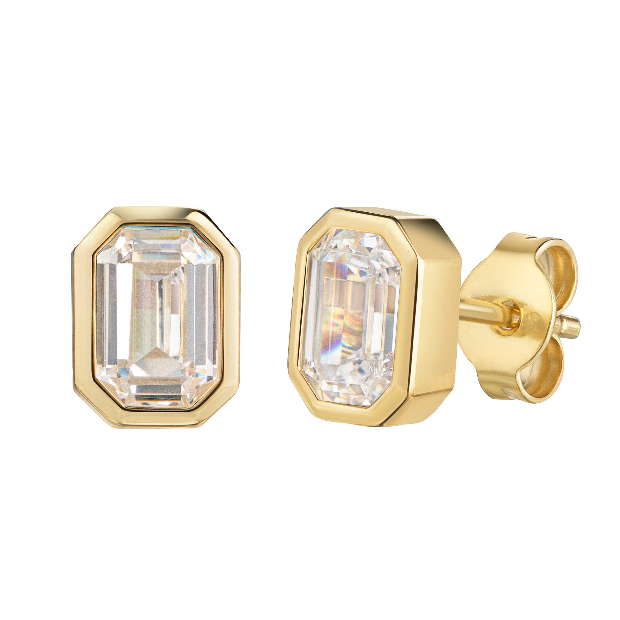 JEVELION Schmuckset Anhänger 585 Gold 2x Ohrstecker mit Zirkonia (Goldanhänger + Gold-Ohrschmuck, für Damen und Herren), Mit Kette vergoldet- Länge wählbar 36 - 70 cm oder ohne Kette.