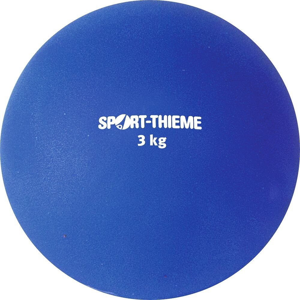 Sport-Thieme Stoßkugel Trainings-Stoßkugel Kunststoff, Griffiges Material – zum Üben der korrekten Stoßhaltung 3 kg, Blau, ø 121 mm