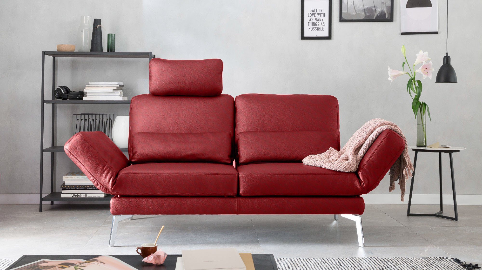 KAWOLA 2-Sitzer HURRICANE, Sofa Leder verschiedene Farben rot