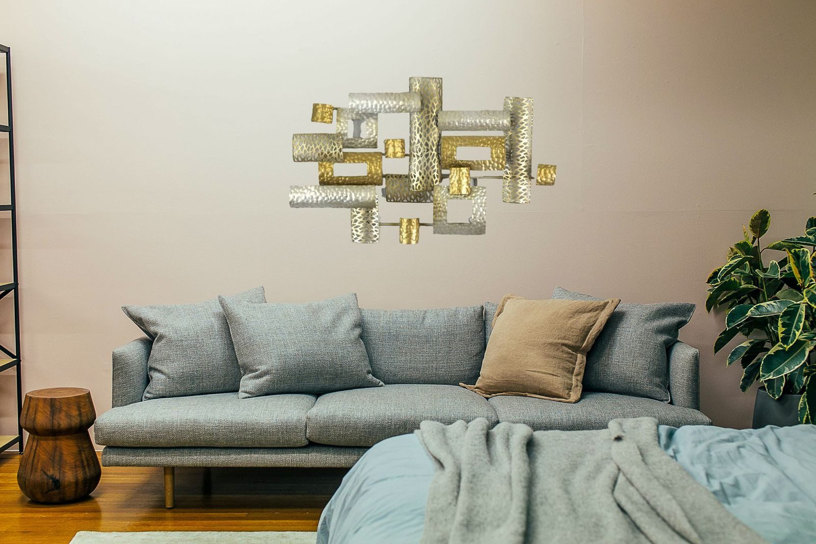 formano Metallbild Wanddeko Metall 3D-Effekt Champagner Gold 70x44x6 cm Wanddekoration – Bild 4 von 5