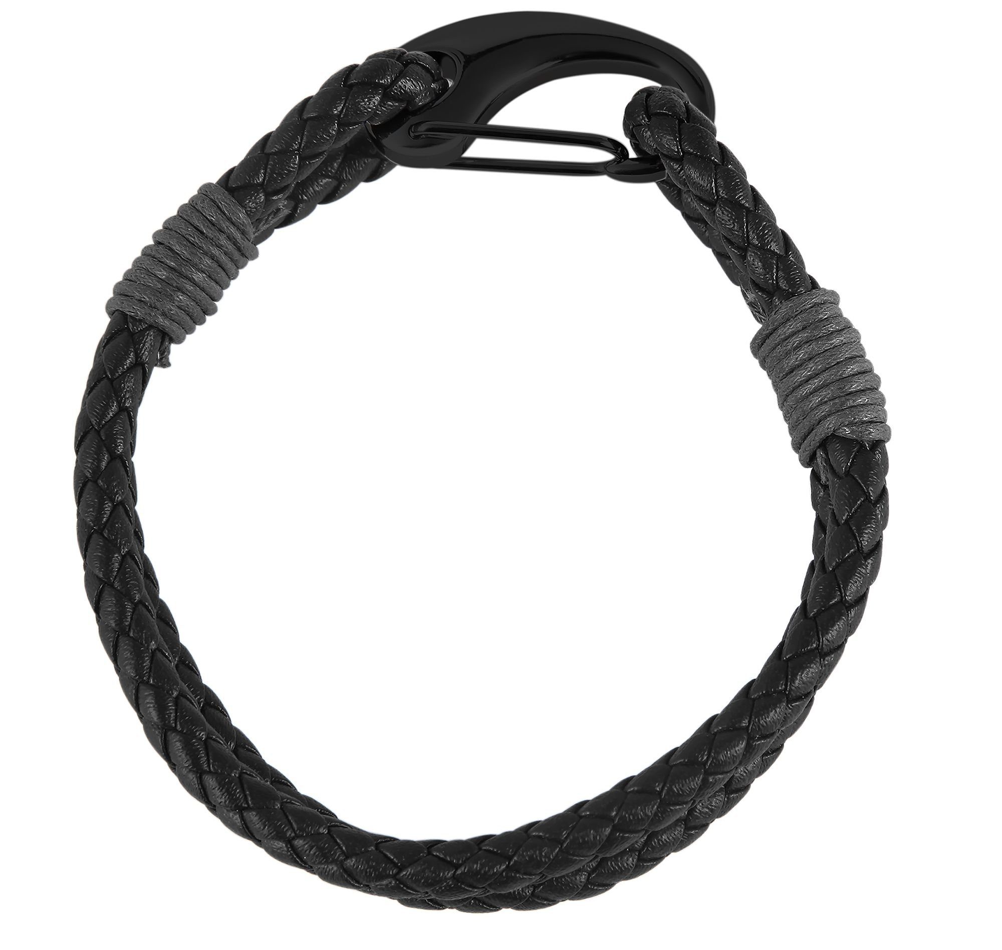 Lederarmband (einzeln) Edelstahlelement Jadal Echtleder AKZENT Armband mit Schwarz1 geflochten