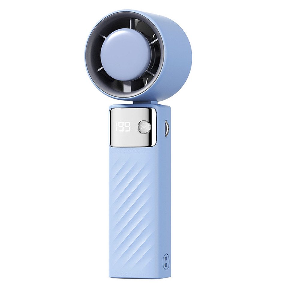 Minicloss Handventilator Kleiner Tragbarer Mini Hand Ventilator 1-199 Windgeschwindigkeiten, USB Wiederaufladbarer Ventilator, 115° Drehung, LED Anzeige